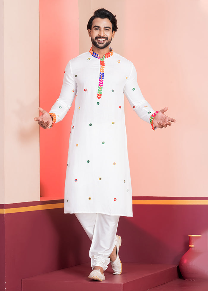 White Silk Kurta & Pajama Set