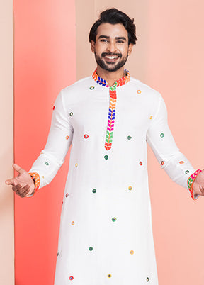 White Silk Kurta & Pajama Set
