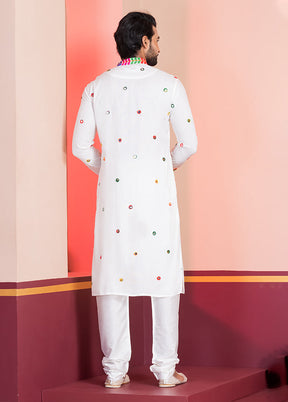 White Silk Kurta & Pajama Set