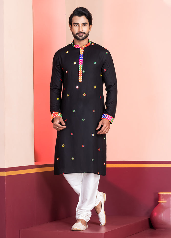Black Silk Kurta & Pajama Set