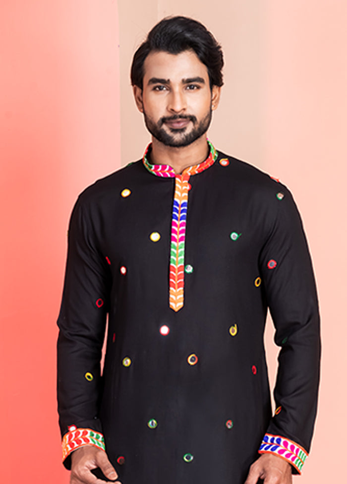 Black Silk Kurta & Pajama Set