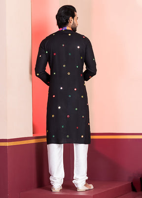 Black Silk Kurta & Pajama Set
