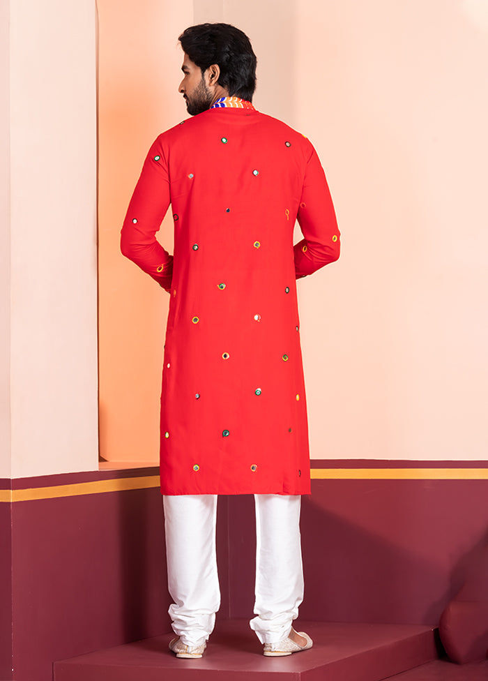 Red Silk Kurta & Pajama Set