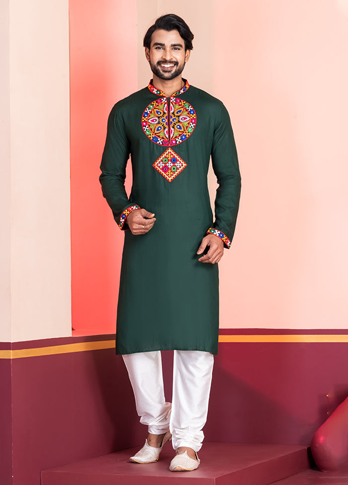 Green Silk Kurta & Pajama Set
