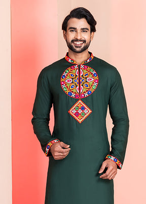 Green Silk Kurta & Pajama Set