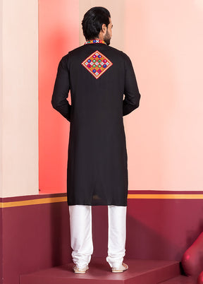 Black Silk Kurta & Pajama Set