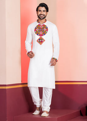 White Silk Kurta & Pajama Set