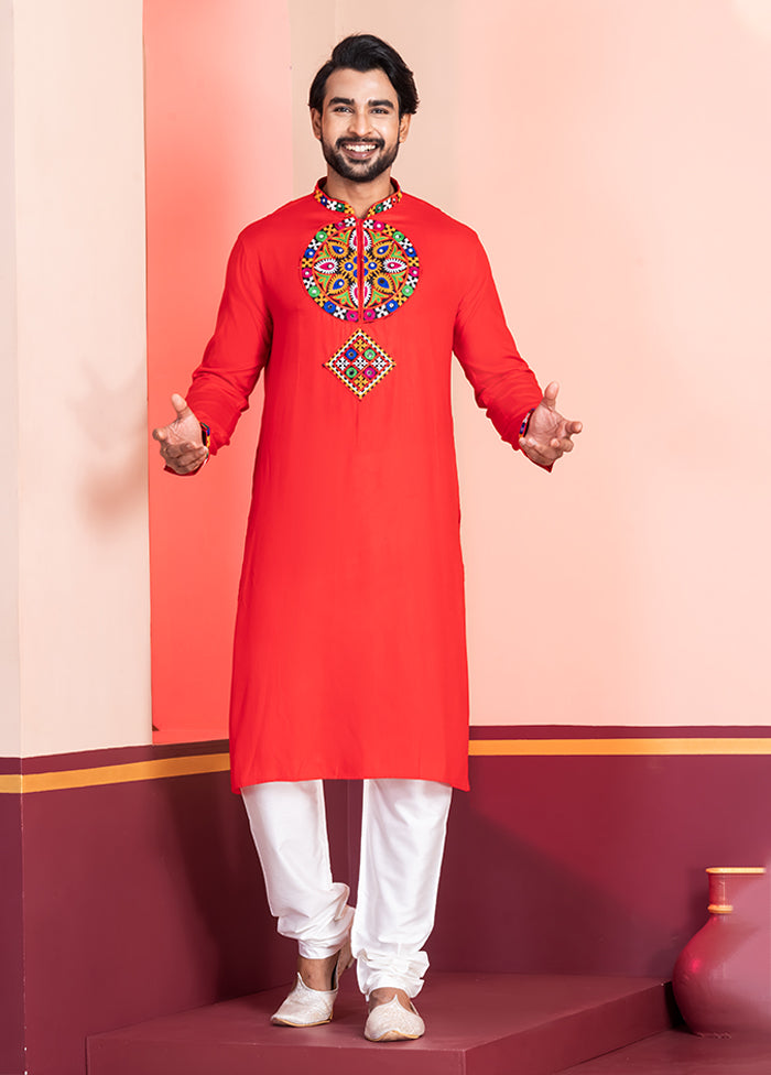 Red Silk Kurta & Pajama Set