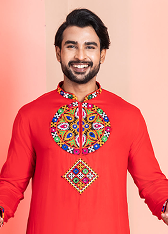 Red Silk Kurta & Pajama Set