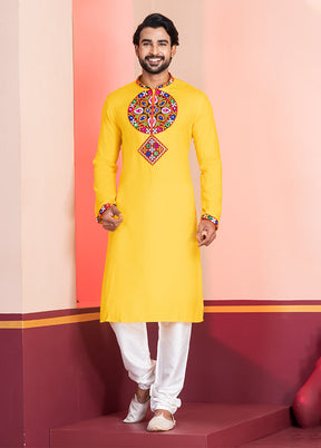 Yellow Silk Kurta & Pajama Set