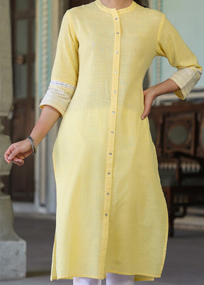 Yellow Readymade Cotton Kurti