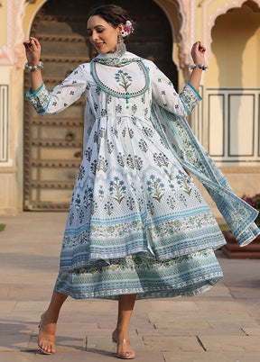 Sky Blue Readymade Cotton Indian Dress