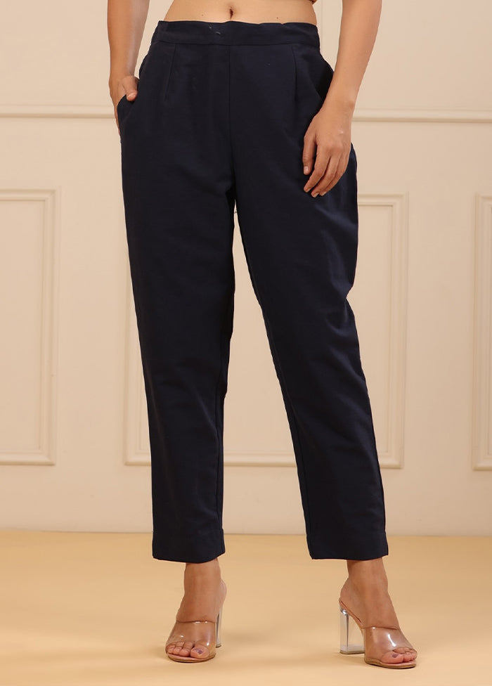 Navy Blue Pure Cotton Casual Pant