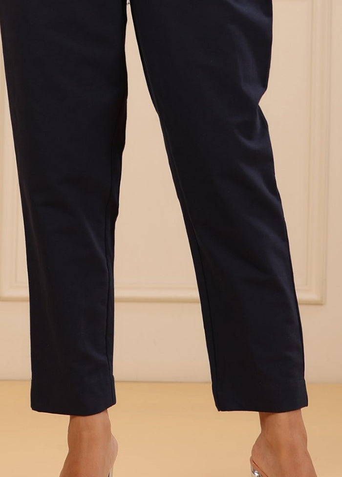 Navy Blue Pure Cotton Casual Pant