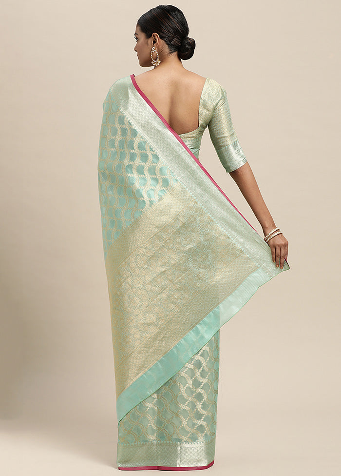 Sea Green Spun Silk Saree With Blouse Piece