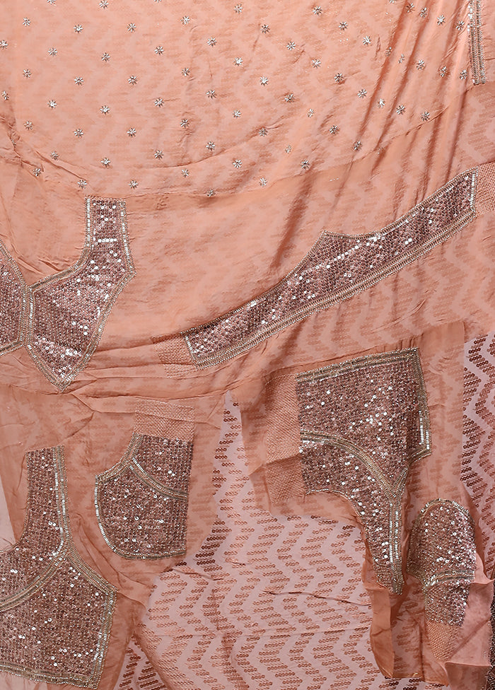 Pink Handloom Pure Georgette Saree With Blouse Piece
