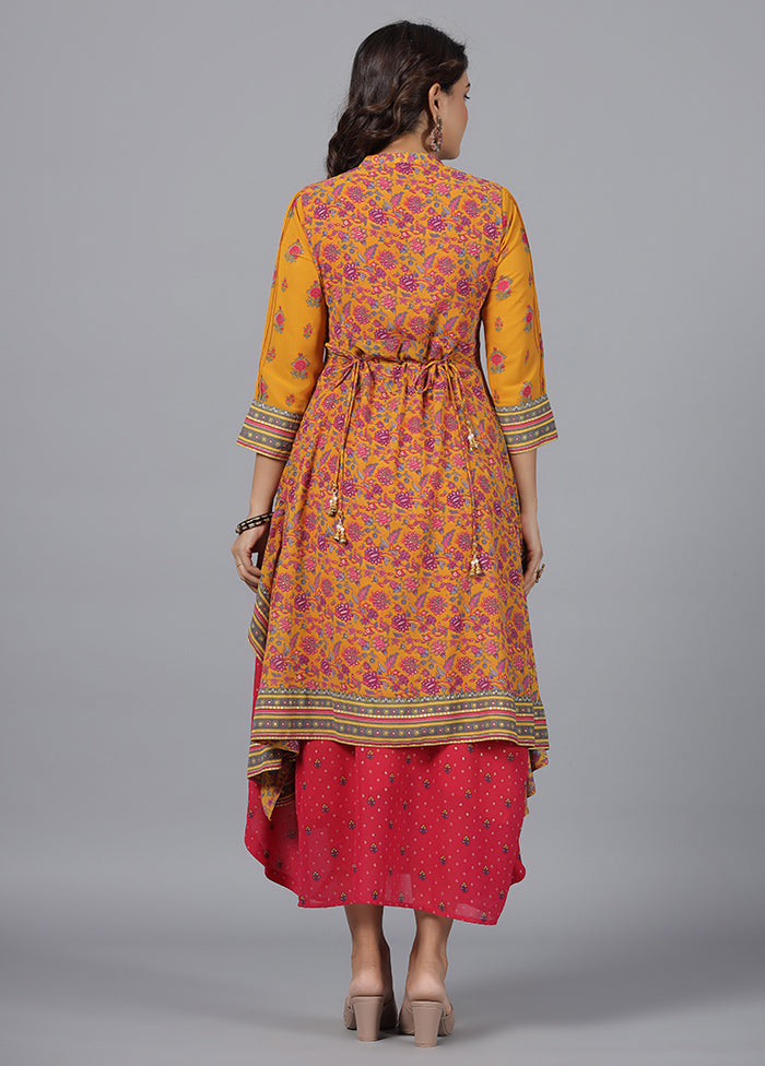 Mustard Readymade Pure Georgette Indian Dress