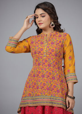 Mustard Readymade Pure Georgette Indian Dress