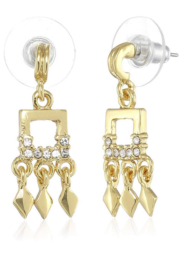 Estele 24 Kt Gold Plated Diamond dangle Drop Earrings - Indian Silk House Agencies