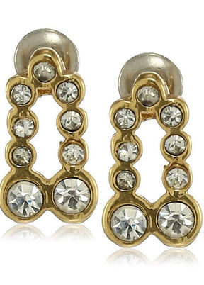 Estele Gold Plated Studded Arch Stud Earrings - Indian Silk House Agencies