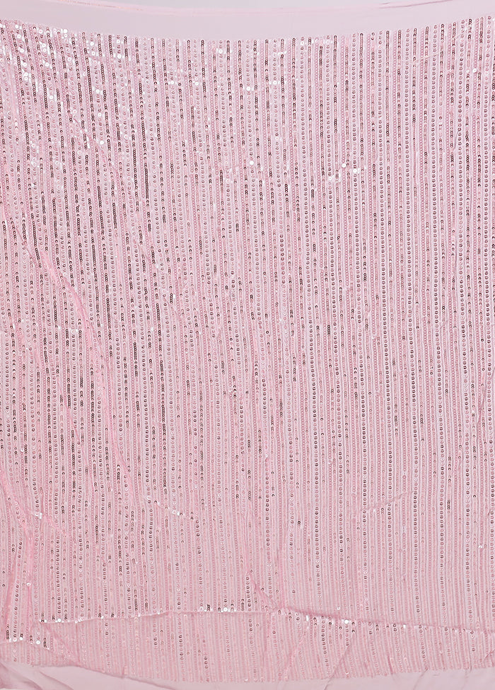Pink Handloom Pure Georgette Saree With Blouse Piece