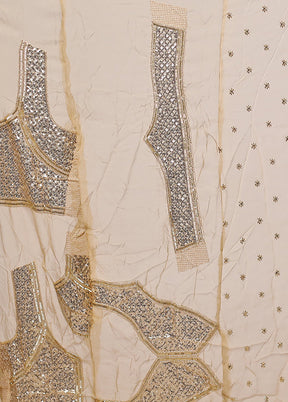 Gold Handloom Pure Georgette Saree With Blouse Piece