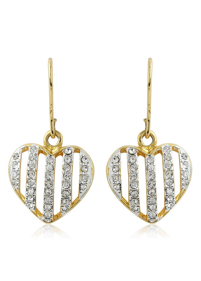 Estele Non Precious Metal 24Kt Gold And Silver Plated White Austrian crystal Heart Shaped Hanging Ea - Indian Silk House Agencies