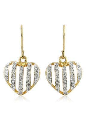 Estele Non Precious Metal 24Kt Gold And Silver Plated White Austrian crystal Heart Shaped Hanging Ea - Indian Silk House Agencies