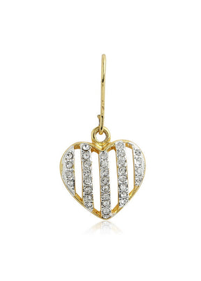 Estele Non Precious Metal 24Kt Gold And Silver Plated White Austrian crystal Heart Shaped Hanging Ea - Indian Silk House Agencies