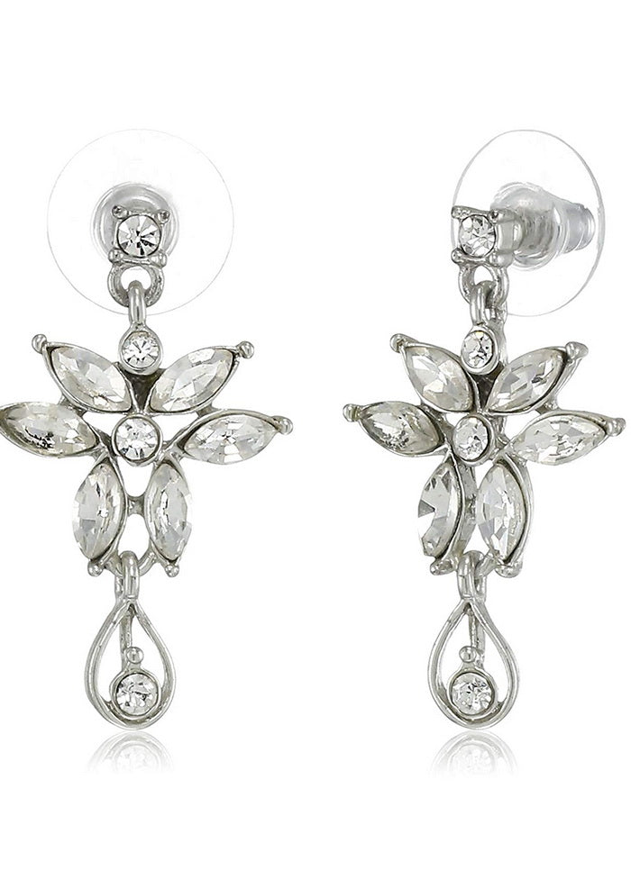 Estele Rhodium Plated Ametyst Star Drop Earrings - Indian Silk House Agencies