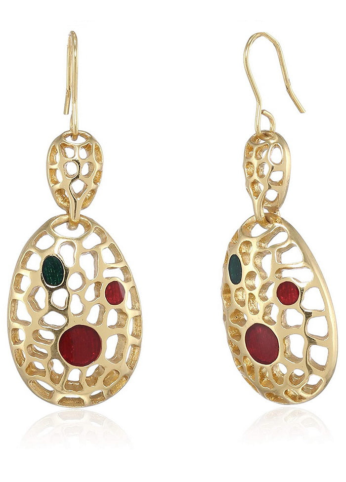 Estele Zinc Alloy 24 Kt Gold Plated Bubble Cluster Enamel Dangle Earrings For Women - Indian Silk House Agencies