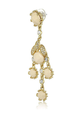 Estele 24 Kt Gold Plated White moon Dangle Earrings - Indian Silk House Agencies