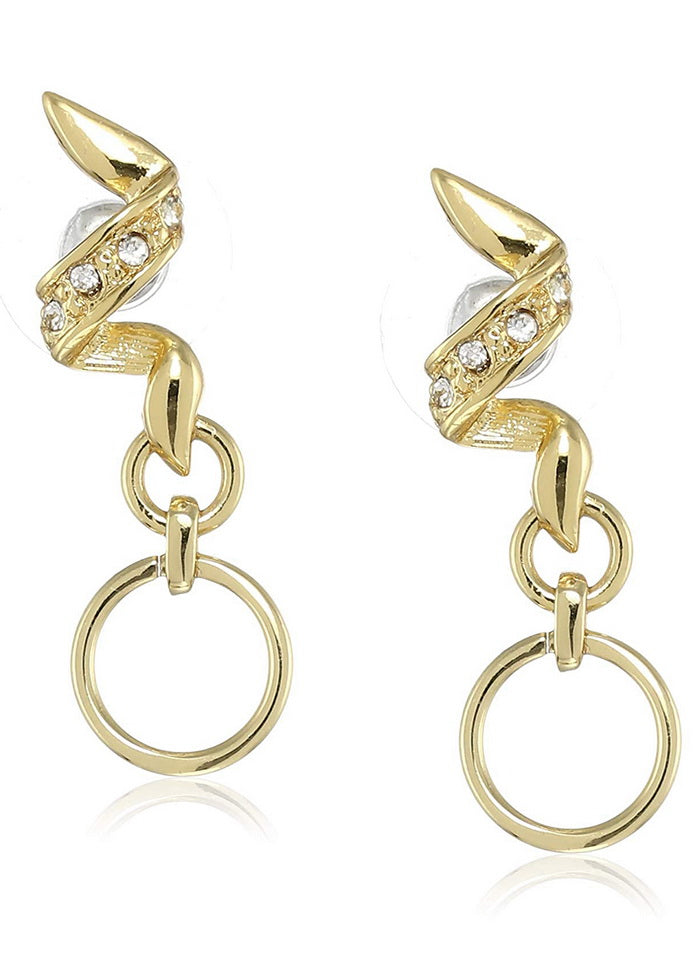 Estele 24 Kt Gold Plated Ribbon magnitude Drop Earrings - Indian Silk House Agencies