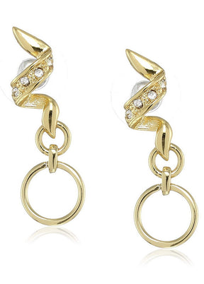 Estele 24 Kt Gold Plated Ribbon magnitude Drop Earrings - Indian Silk House Agencies