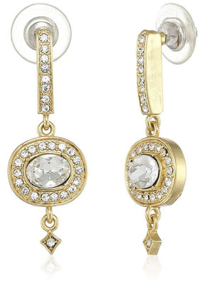 Estele 24 Kt Gold and Silver Plated Victorian emerald Dangle Earrings - Indian Silk House Agencies