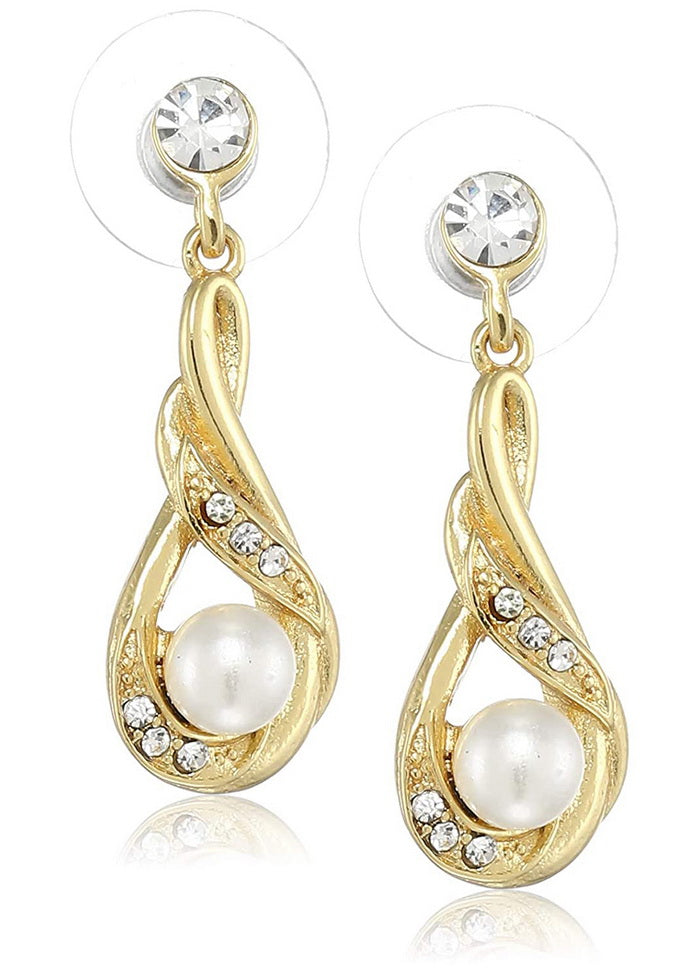 Estele 24 Kt Gold Plated Pearl coccoon Dangle Earrings - Indian Silk House Agencies