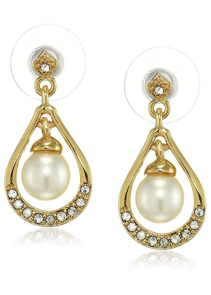 Estele 24 Kt Gold Plated Pearl Bulb Dangle Earrings - Indian Silk House Agencies