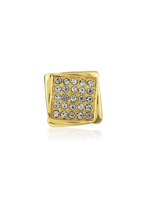 Estele 24Kt Gold Tone Plated Square Shaped Stud With White Austrian Crystal Stone Earrings - Indian Silk House Agencies