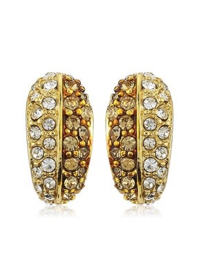 Estele 24Kt Gold Tone Plated White Austrian Crystal Stone Stud Earrings For Women Girls - Indian Silk House Agencies