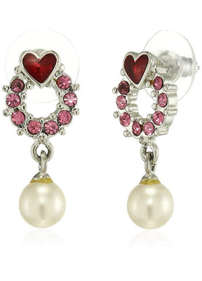 Estele Rhodium Plated Heart wreath Drop Earrings for Girls - Indian Silk House Agencies