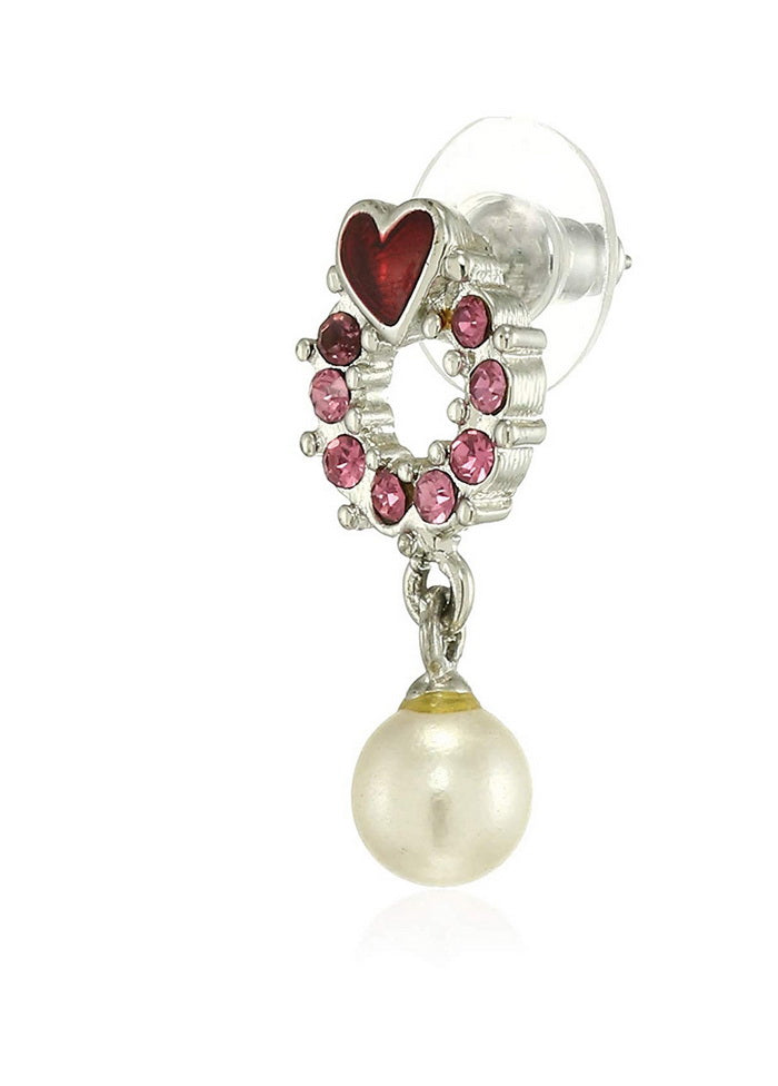 Estele Rhodium Plated Heart wreath Drop Earrings for Girls - Indian Silk House Agencies