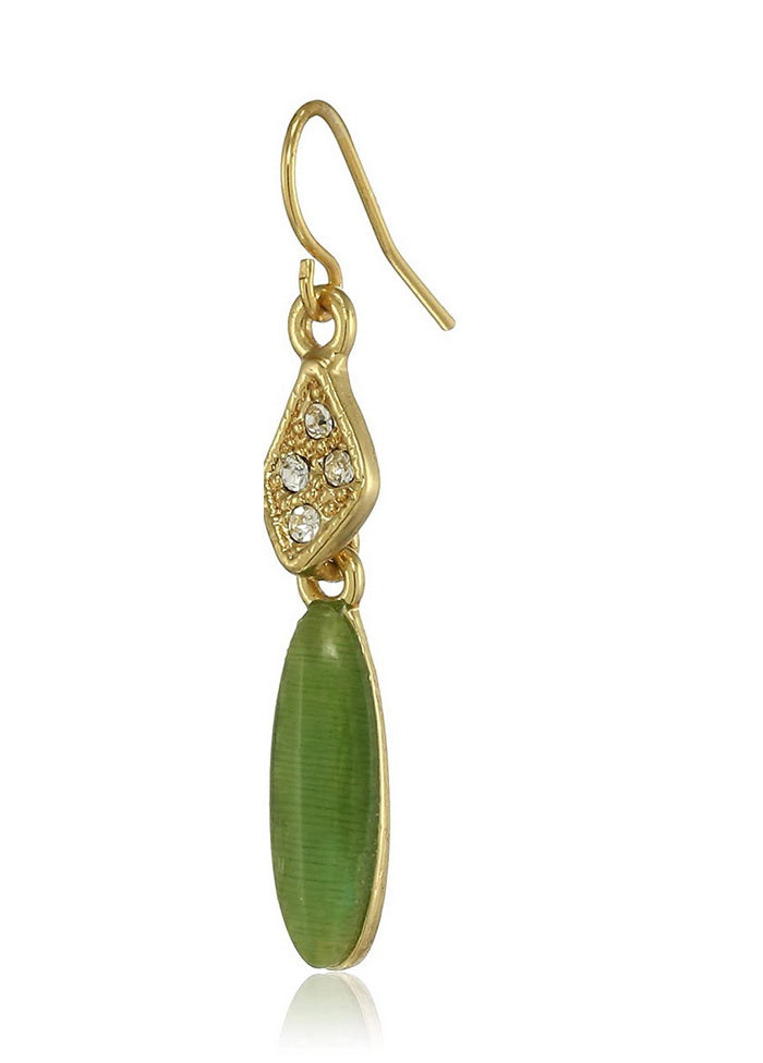 Estele 24 Kt Gold Plated Green charm Drop Earrings - Indian Silk House Agencies