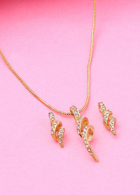 Gold Plated Twirl Designer Necklace Set - Indian Silk House Agencies