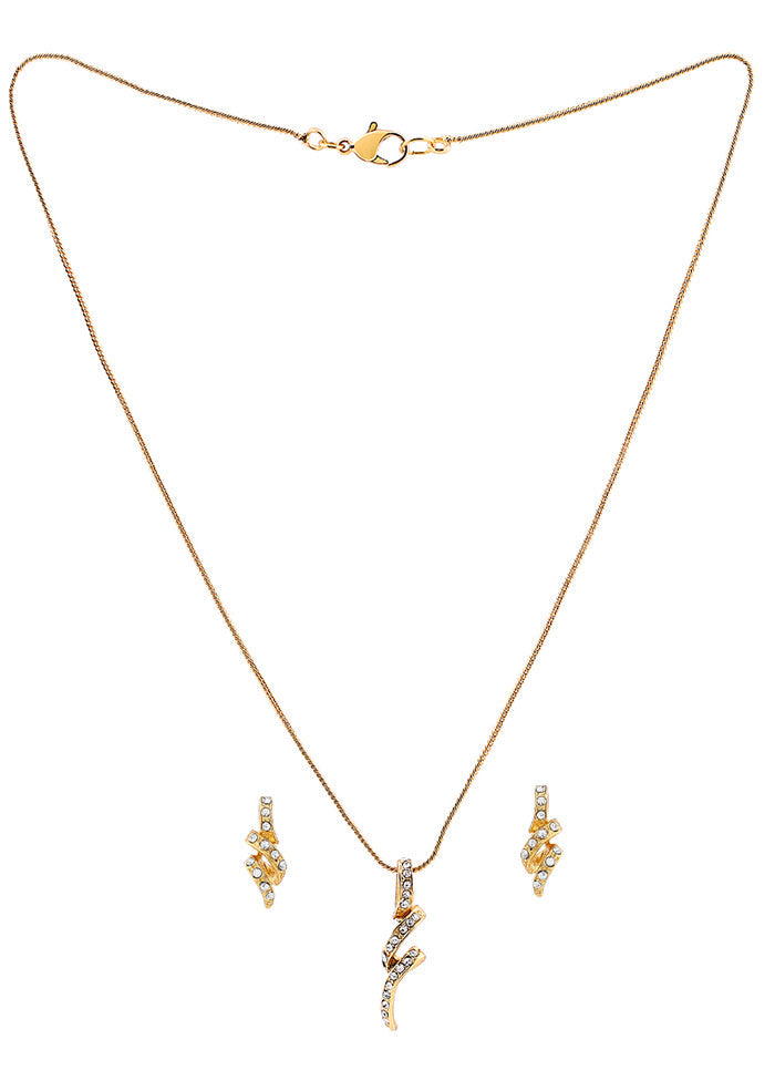 Gold Plated Twirl Designer Necklace Set - Indian Silk House Agencies