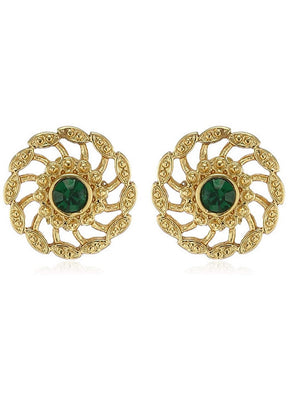 Estele 24 Kt Gold and Silver Plated Green Chakra Stud Earrings - Indian Silk House Agencies