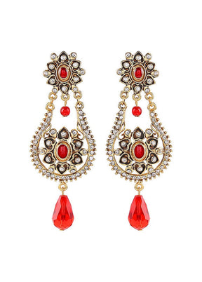 Estele Traditional Gold Plated Fancy Dangler Chandbali Pearl Kundan Latest Design Earrings for Styli - Indian Silk House Agencies