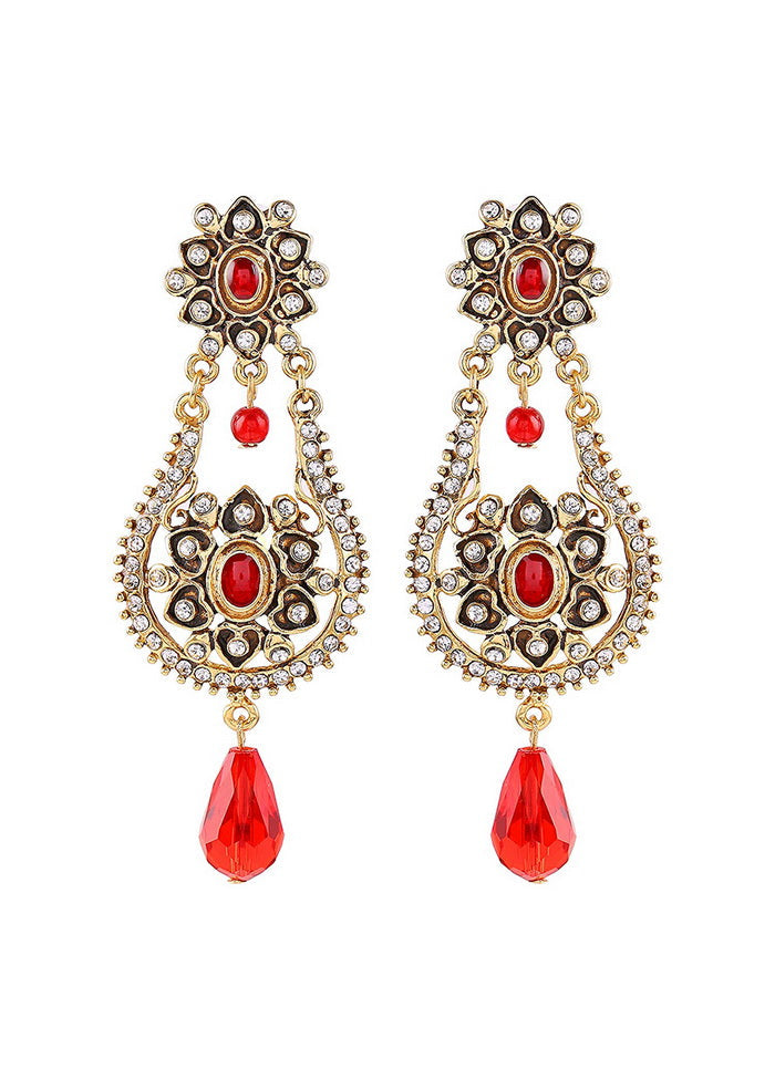 Estele Traditional Gold Plated Fancy Dangler Chandbali Pearl Kundan Latest Design Earrings for Styli - Indian Silk House Agencies