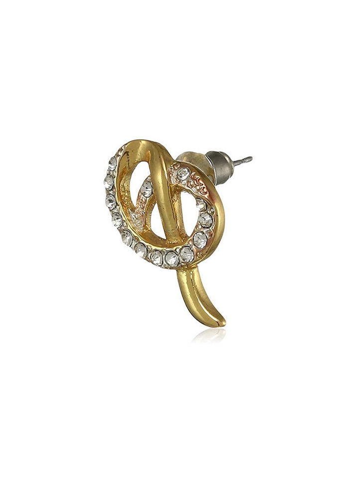 Estele 24 Kt Gold and Silver Plated Pretzel Stud Earrings For Women - Indian Silk House Agencies