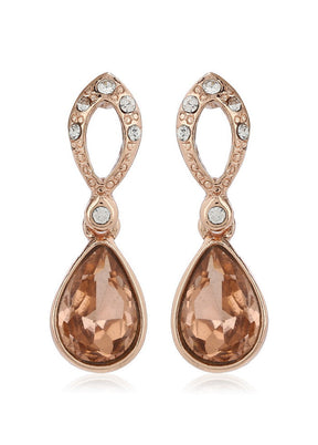 Estele 24Kt Gold Plated Pear shape drop Earrings with Fancy Topaz Austrian Crystals for Women and Gi - Indian Silk House Agencies