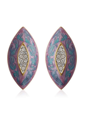 Estele Gold Plated Purple Eye shaped fancy latest Studs for women - Indian Silk House Agencies